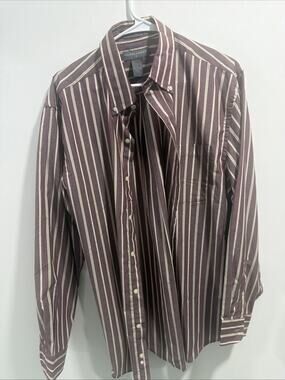 Saddlebred Shirt Mens Large Purple White Yellow Striped 90s